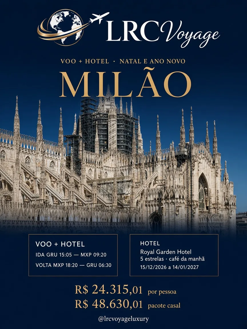 Oferta Milão: voo e hotel, R$ 24.315,01 por pessoa