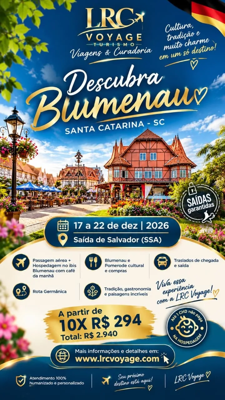 Arte do pacote Blumenau e Pomerode com hospedagem no Ibis Blumenau