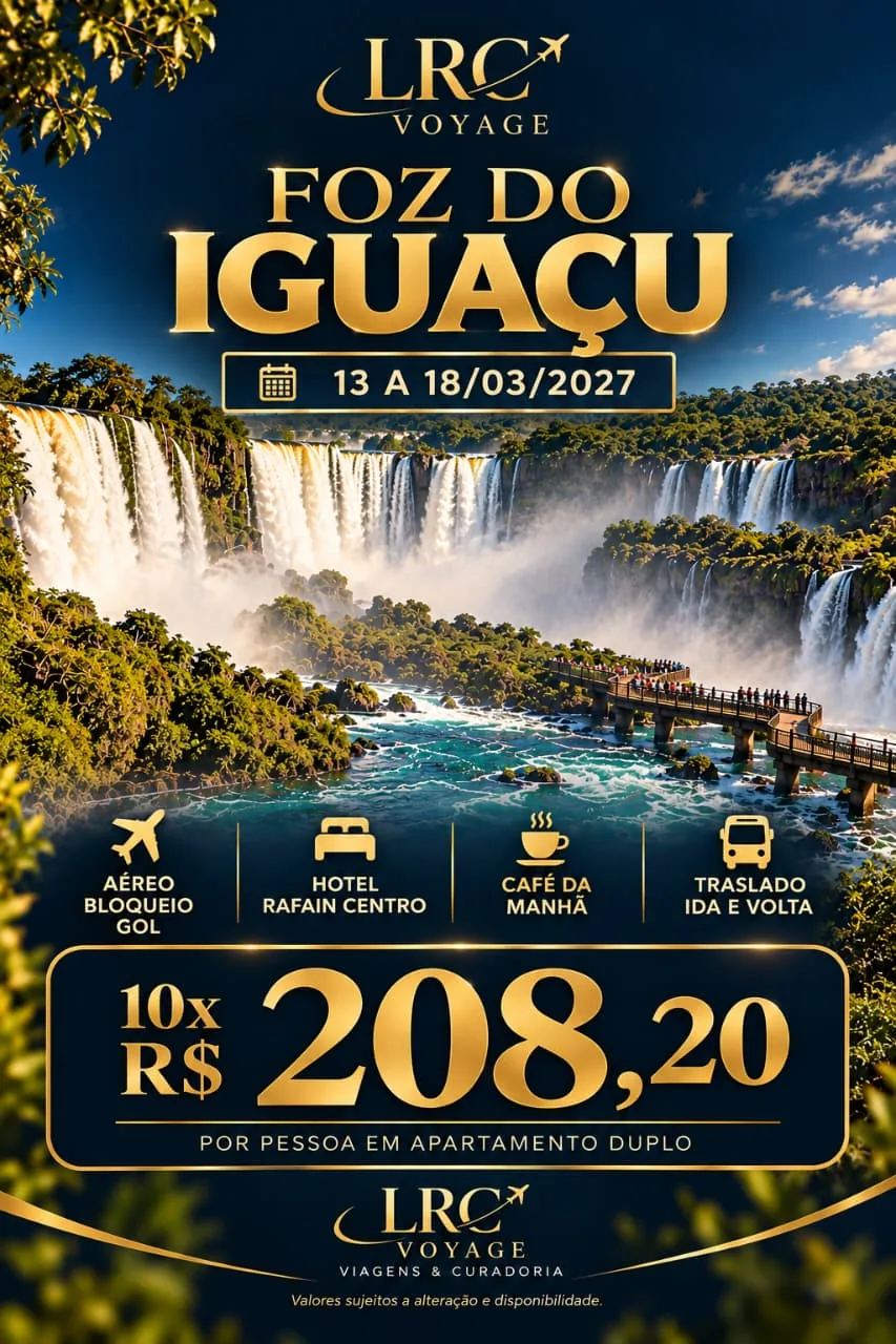 Arte do pacote Foz do Iguaçu com hospedagem no Rafain Centro